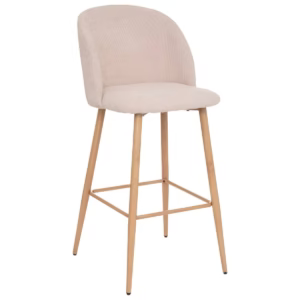 Modern Upholstered Bar Stool with Wooden Leg