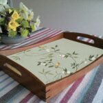 Premium Handcrafted Wooden Serving Tray with Artistic Inlay Design