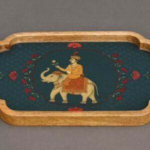 Premium Handcrafted Wooden Serving Tray with Artistic Inlay Design