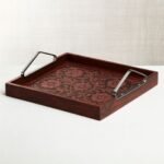 Premium Handcrafted Wooden Serving Tray with Artistic Inlay Design