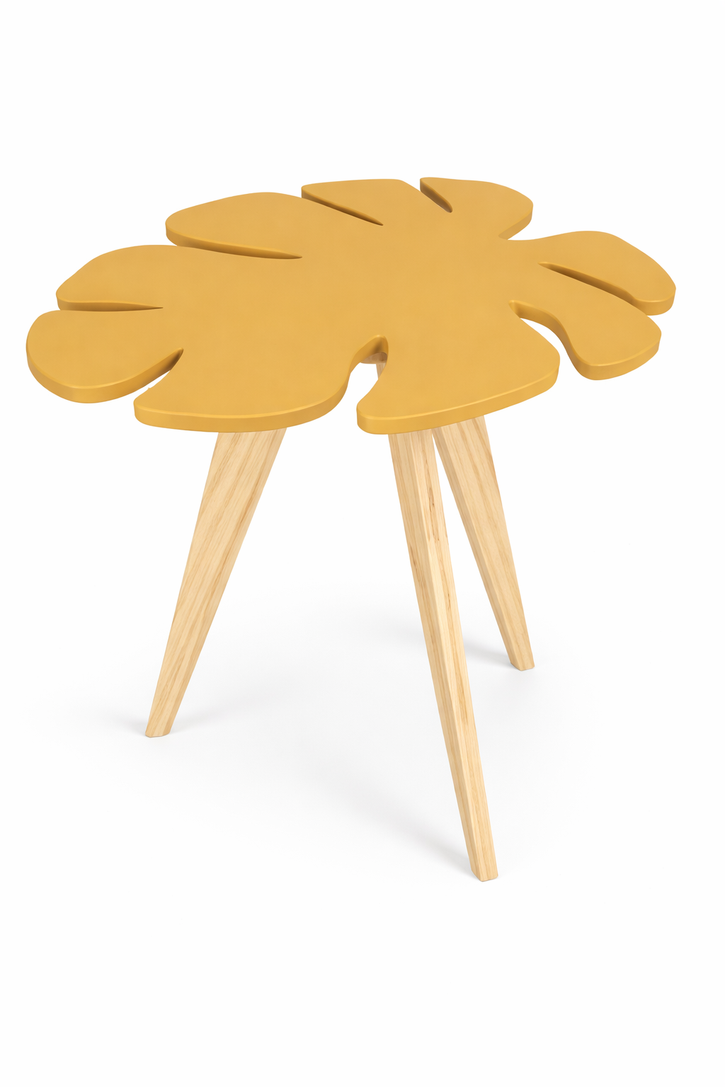Leaf Shape Wooden Side Table