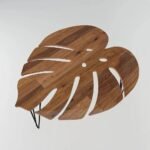 Leaf Design Wooden Coffee Table with Metal Hairpin Legs