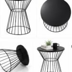 Modern Wire Frame Side Table with Laminated MDF Top