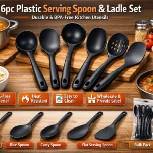 6pc Plastic Serving Spoon & Ladle Set