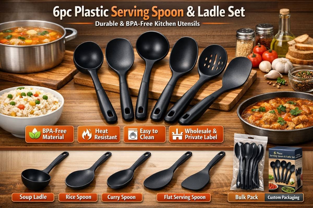 6pc Plastic Serving Spoon & Ladle Set
