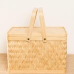 Handwoven Bamboo Picnic Storage Basket with Lid & Handle