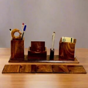 Handcrafted Wooden Desk Organizer