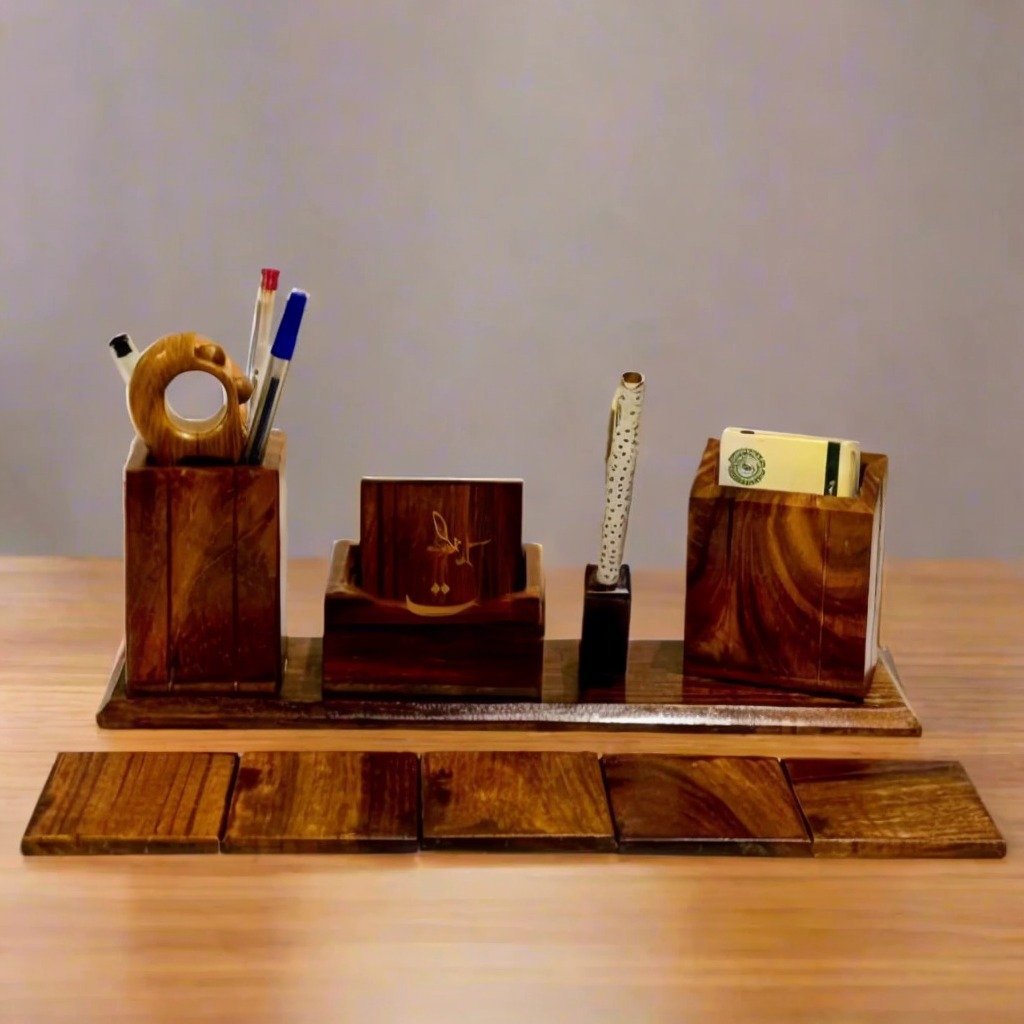 Handcrafted Wooden Desk Organizer