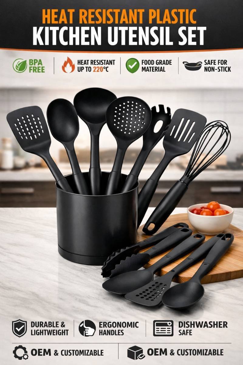 Heat Resistant Plastic Kitchen Utensil Set