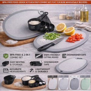 Measuring Cups + Oval Chopping Board Set