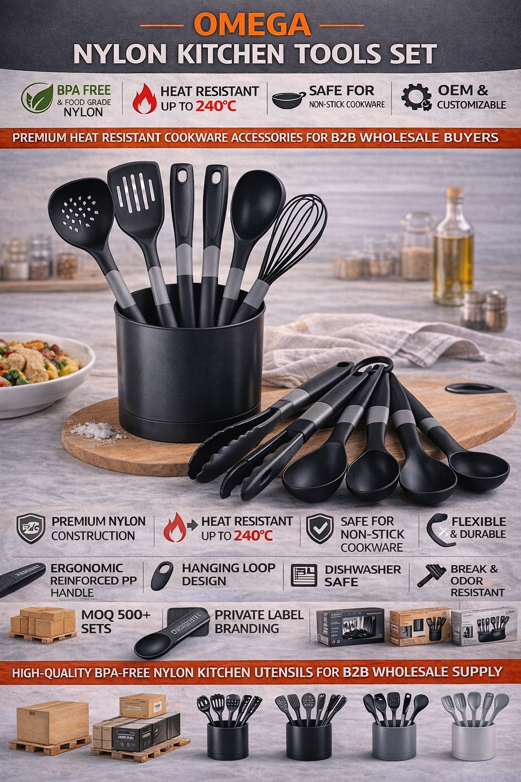 Omega Nylon Kitchen Tools Set