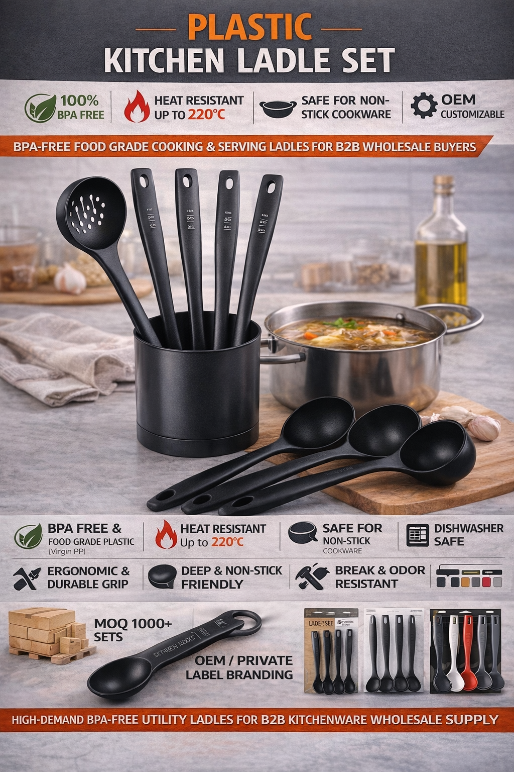 Plastic Kitchen Ladle Set