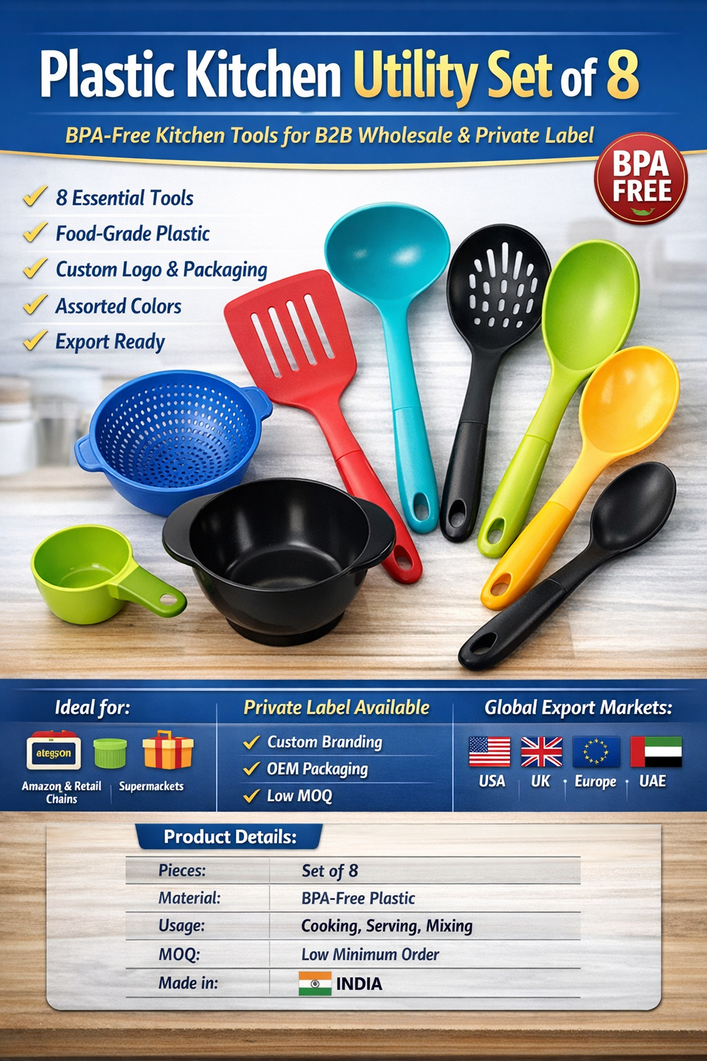 Plastic Kitchen Utility Set of 8