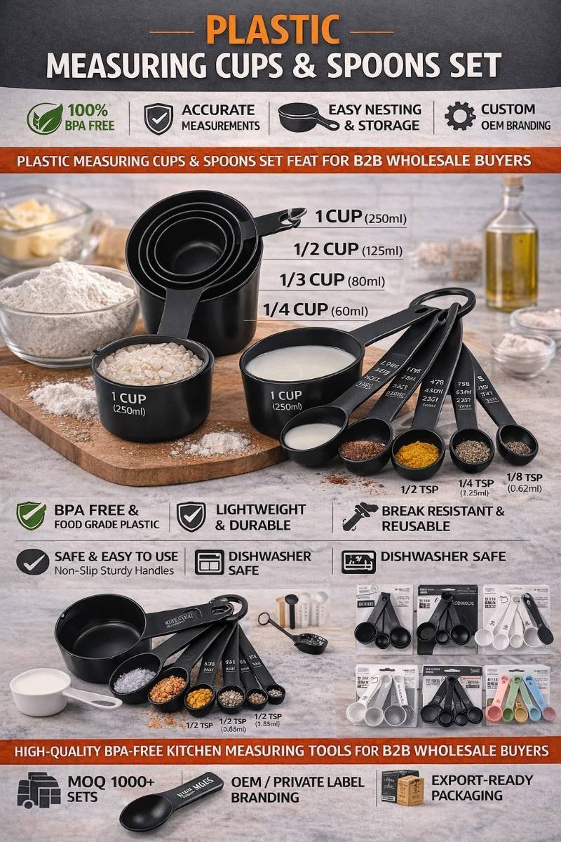 Plastic Measuring Cups and Spoons Set