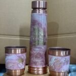 Premium Pure Copper Water Bottle Set with 2 Glasses