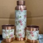 Premium Pure Copper Water Bottle Set with 2 Glasses