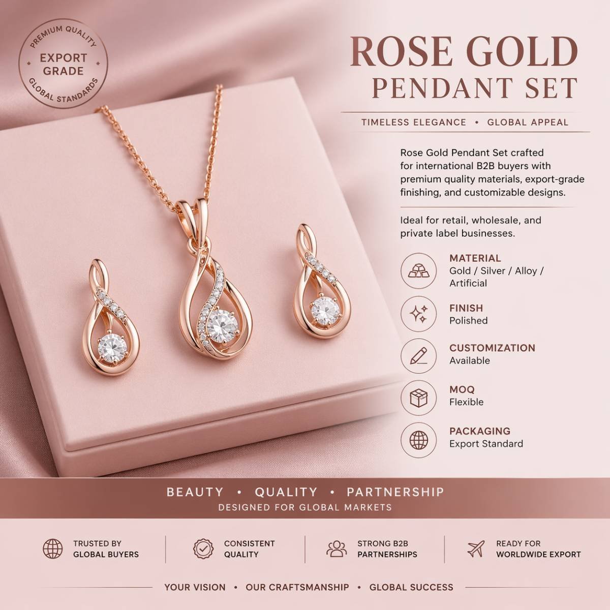 Rose Gold Pendant Set - Artificial