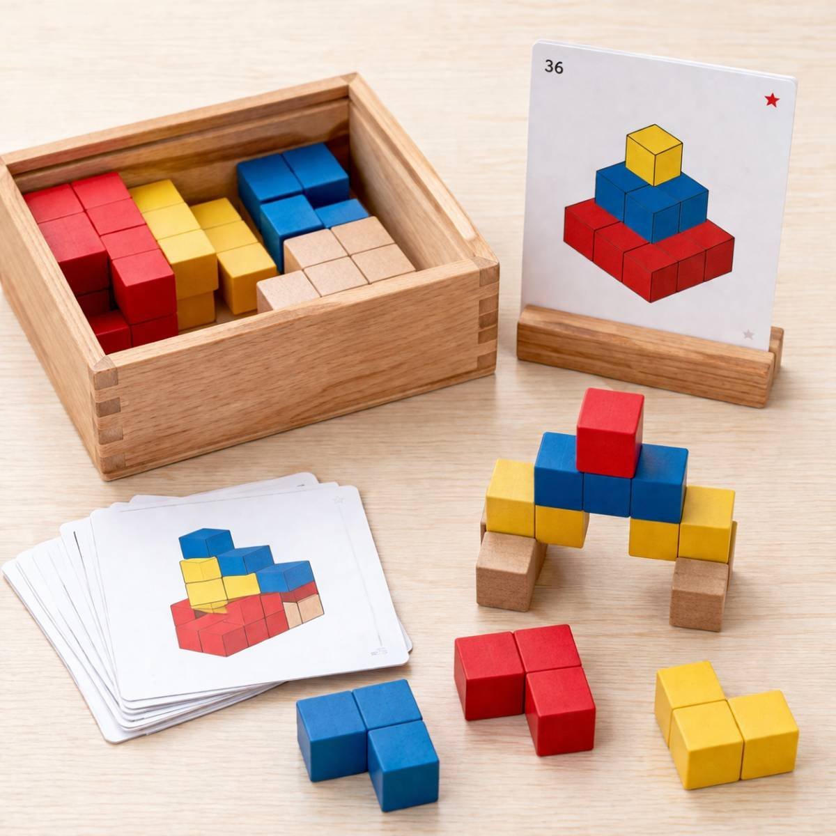 Wooden Cube Block Puzzle Set