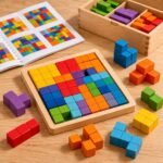 Wooden Cube Block Puzzle Set