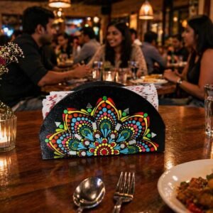 Handpainted Wooden Tissue Holder Supplier | Handmade Wooden Tissue Box Exporter India