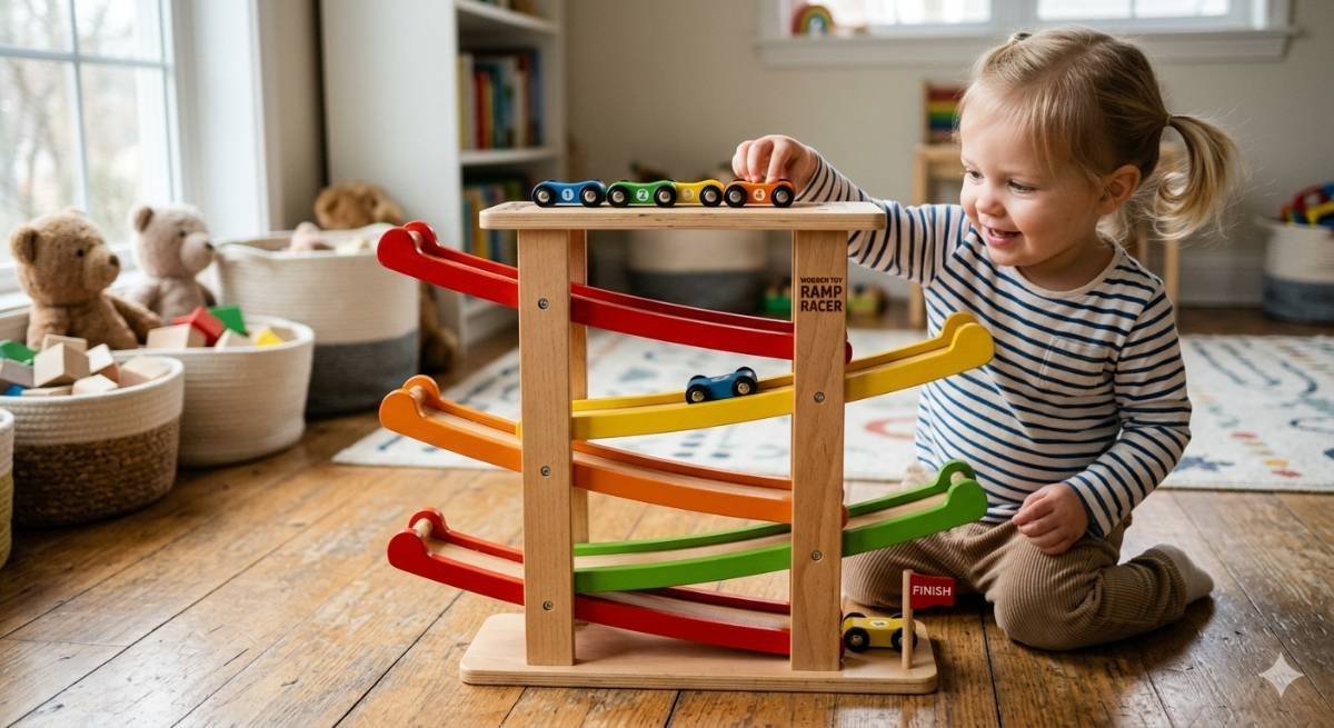 Wooden Toy Car Ramp Racer
