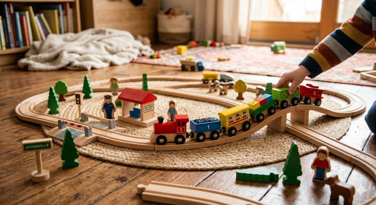 Wooden Toy Train Set