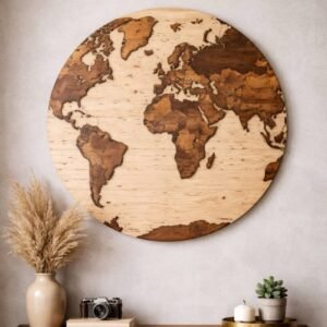 Wooden World Map Wall Decor