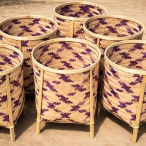 Bamboo Laundry Basket Stand Basket