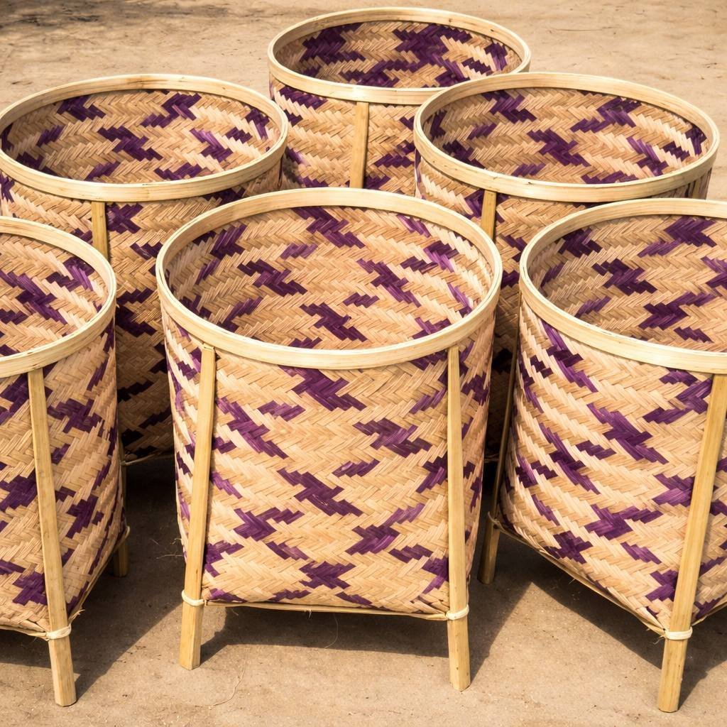 Bamboo Laundry Basket Stand Basket