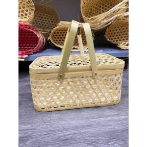 Bamboo Picnic Basket with Handle