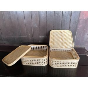 Handwoven Bamboo Storage Box Set with Lid for Retail & Gifting