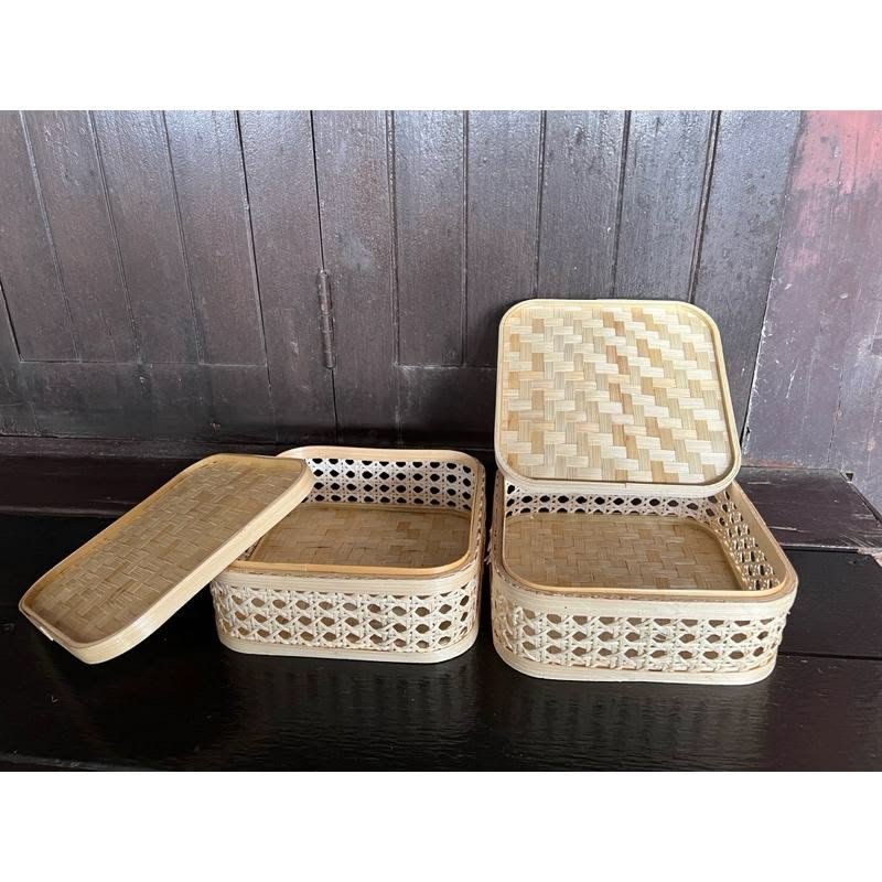 Bamboo Storage Box Set (Rectangular with Lid)