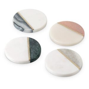 Contemporary Marble Coaster Collection with Brass Accent