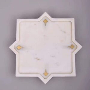 Decorative Marble Tray with Gold Accent Detailing