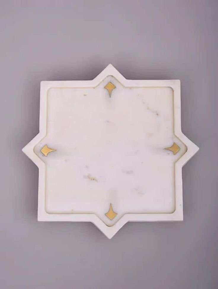 Decorative Marble Tray with Gold Accent Detailing