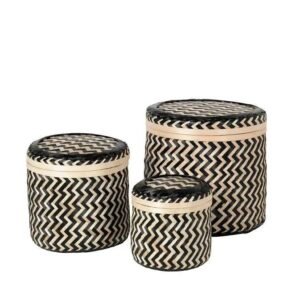 Designer Bamboo Containers (Black Pattern Set)