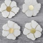 Floral Marble Coaster Set with Brass Inlay