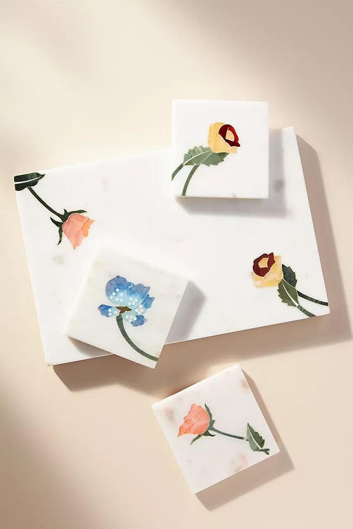 Floral Marble Tile & Coaster Collection