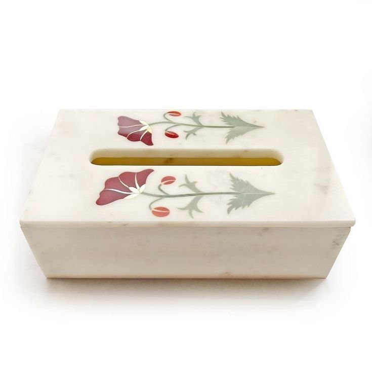 Floral Marble Tissue Box Cover