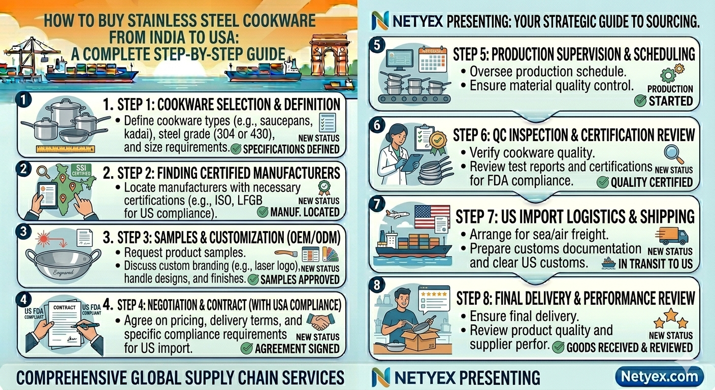 How to Buy Stainless Steel Cookware from India to USA