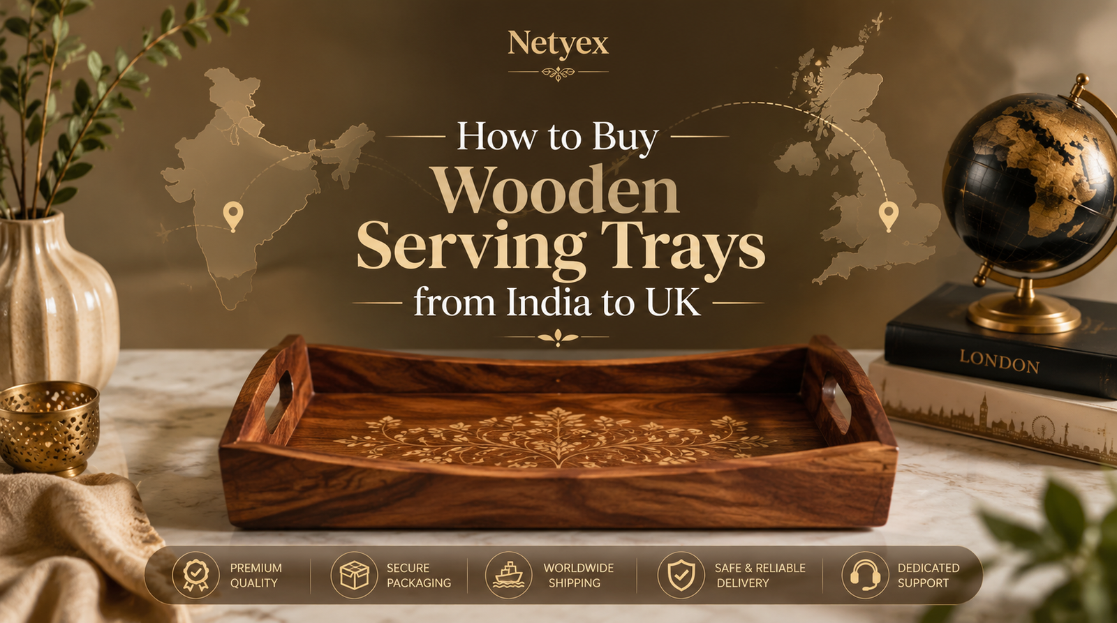How to Buy Wooden Serving Trays from India to UK