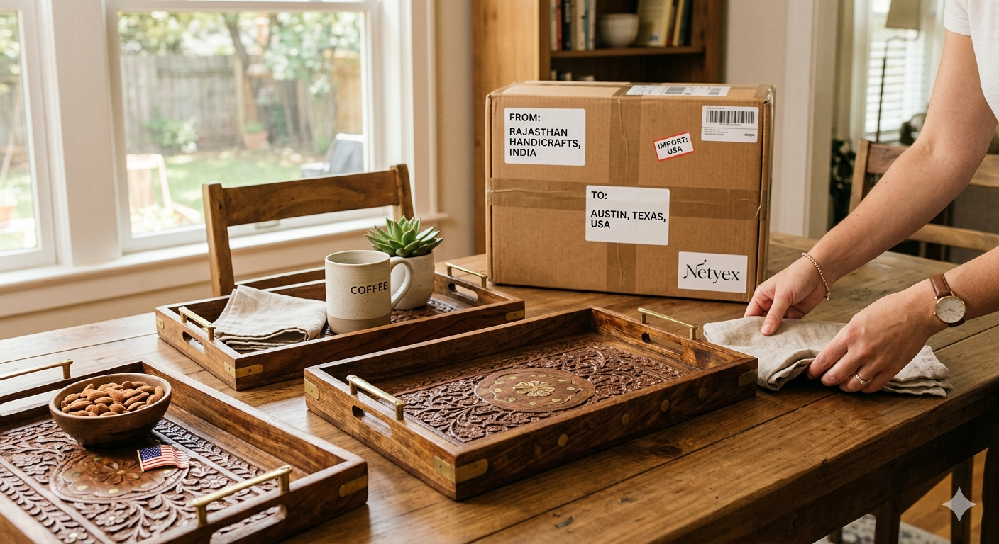 How to Buy Wooden Serving Trays from India to USA