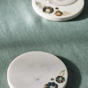Marble Coasters with Shell Floral Inlay