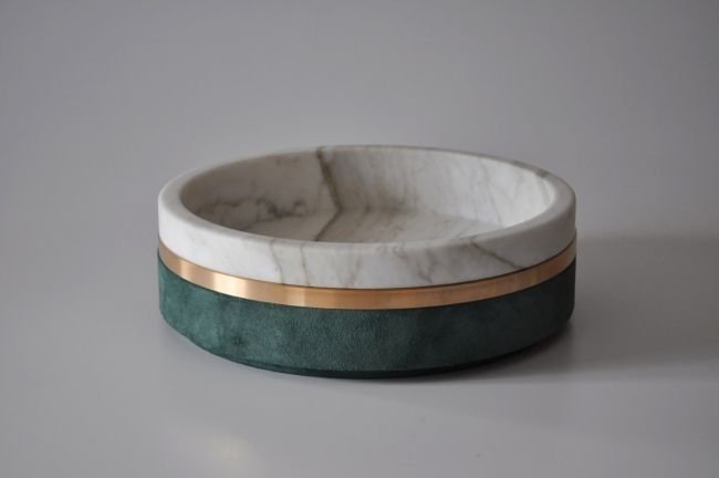Marble Decorative Bowl with Metallic Accent