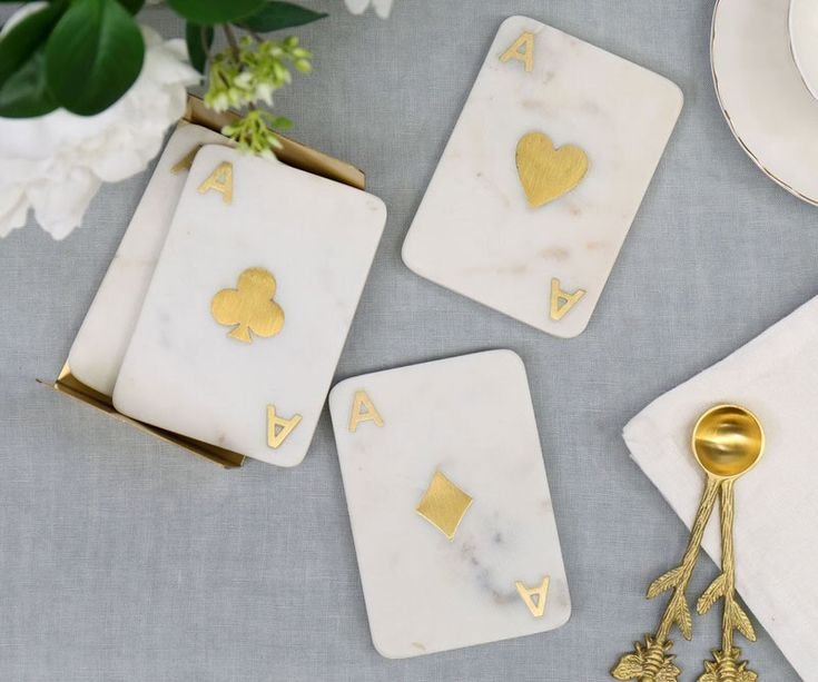 Marble Playing Card Coasters