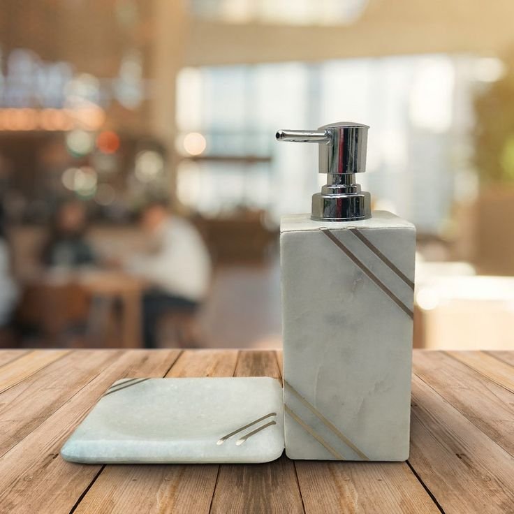 Marble Soap Dispenser & Soap Dish Set