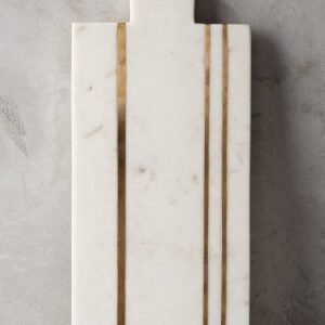 Minimalist Marble Cutting Board with Brass Stripes