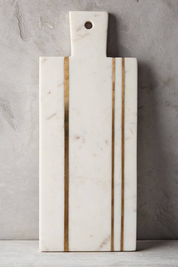 Minimalist Marble Cutting Board with Brass Stripes