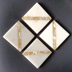 Mother-of-Pearl Marble Coaster Set
