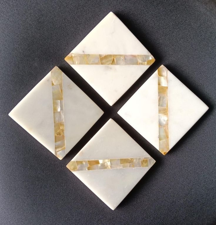 Mother-of-Pearl Marble Coaster Set